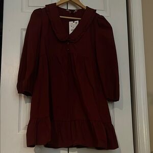 Burgundy long sleeve Zara mini dress